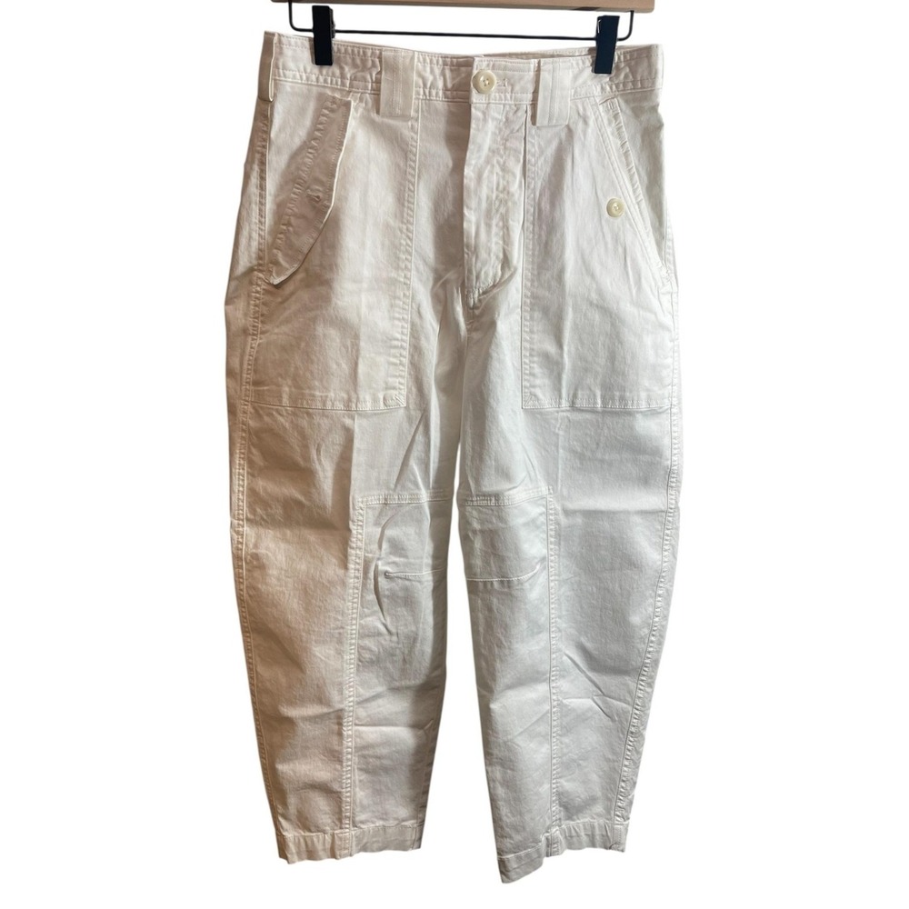 Banana Republic Pants Womens 4P White Garment Dyed Utility Cropped Patch Pockets